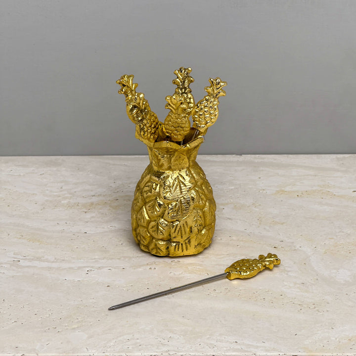 Alum Pineapple Picks Set of 6