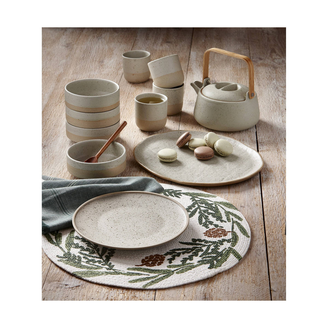 Speckle Texture Glaze Platter Taupe Porcelain Christmas