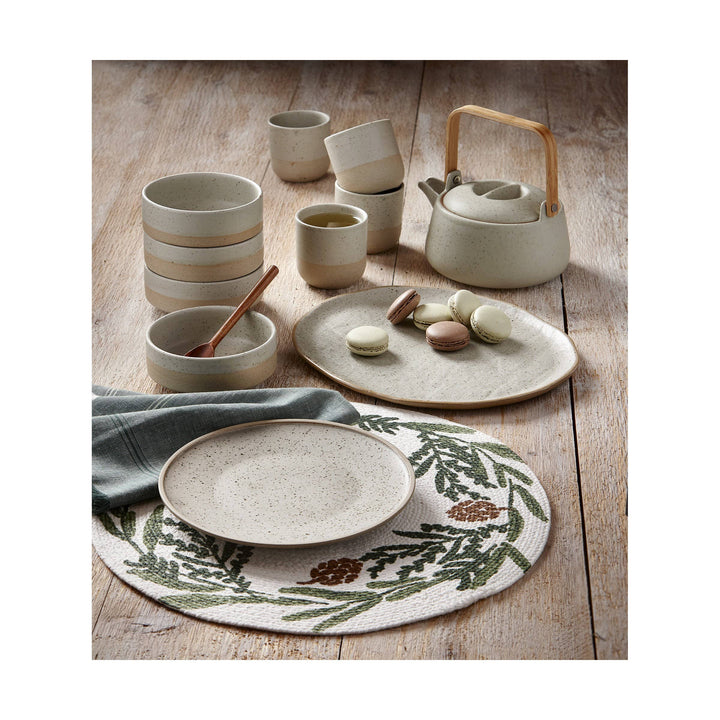 Speckle Texture Glaze Platter Taupe Porcelain Christmas