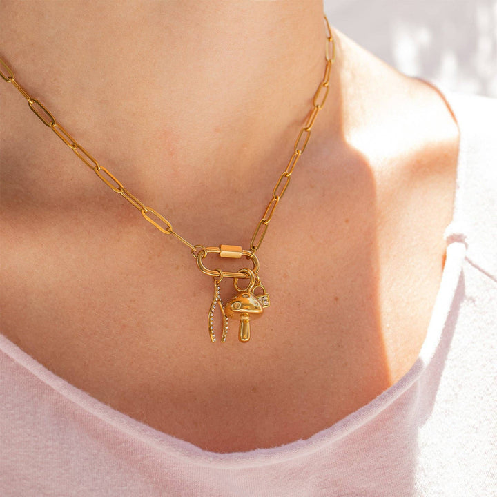 18K Gold PVD Stainless Steel Mushroom Charm