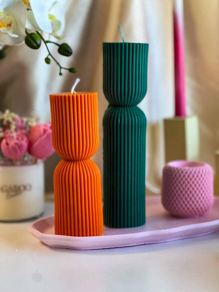 Ribbed Pillar Candle