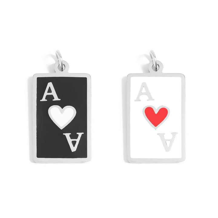 18K Gold PVD Stainless Steel Ace of Hearts Playing Card Pendant