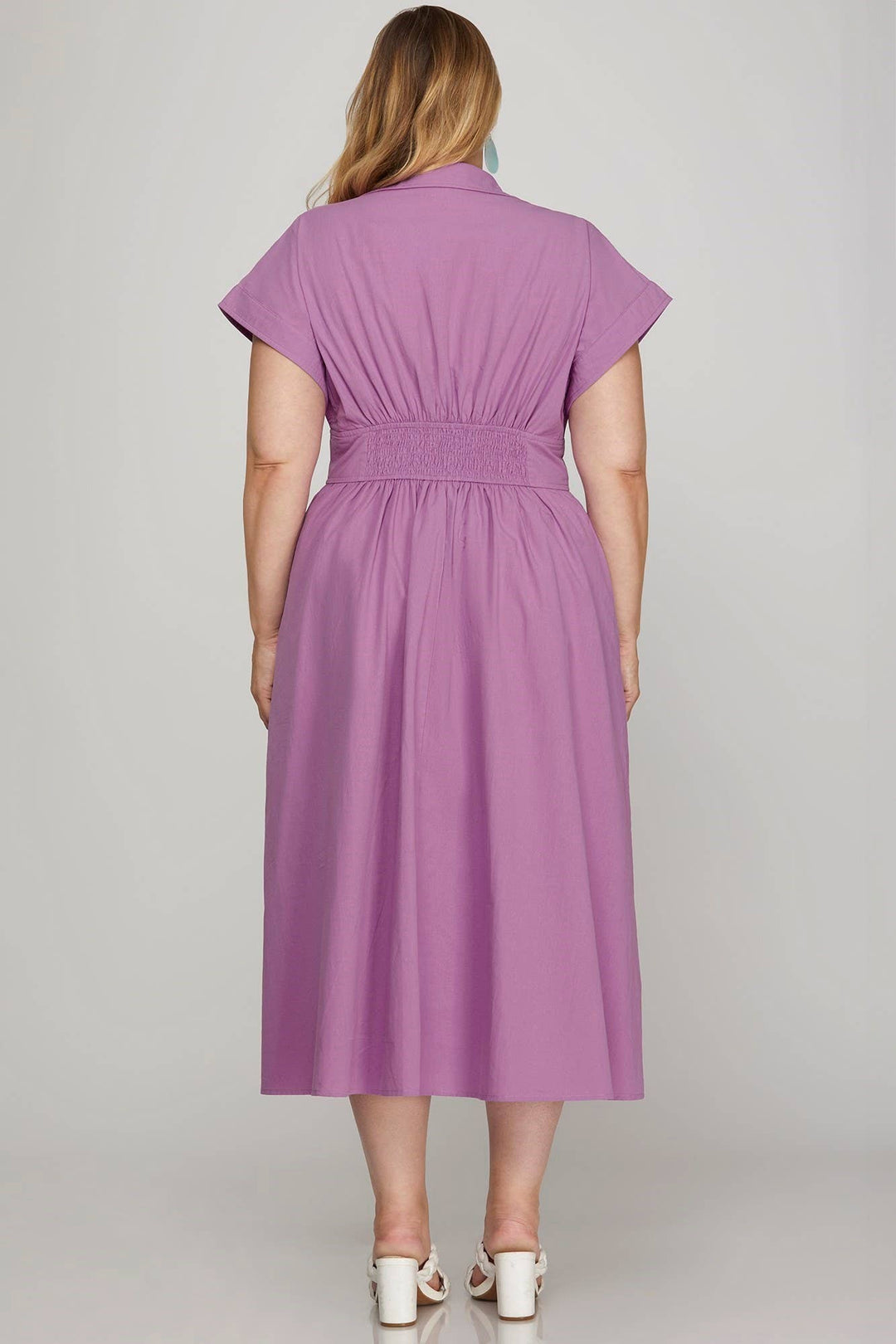 Plus Drop Sleeve Woven Zip up Dress