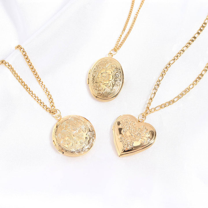 18K Gold PVD Stainless Steel Rose Heart Locket
