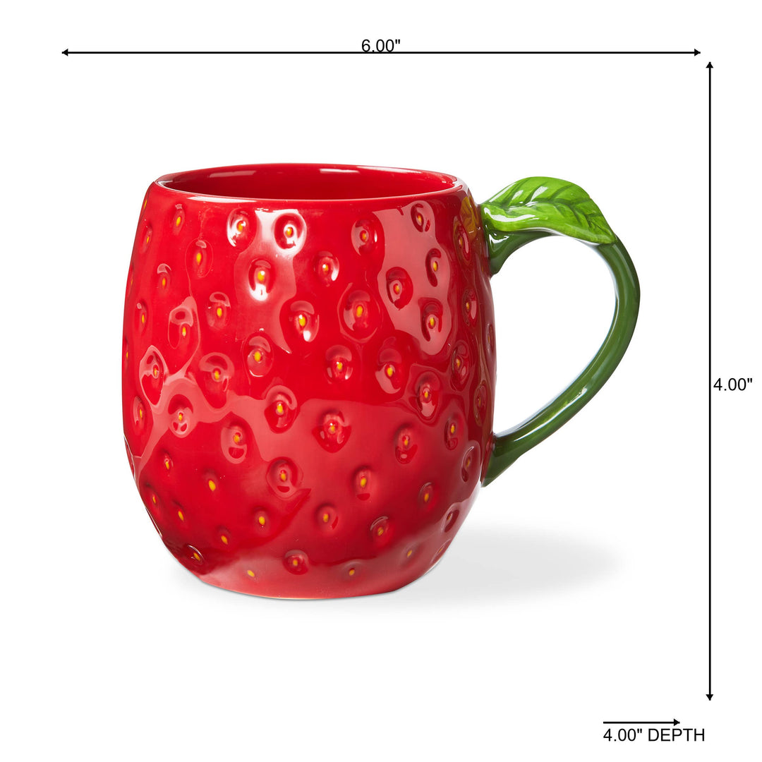 Strawberry Sculpted Mug Red Multi Earthenware Summer