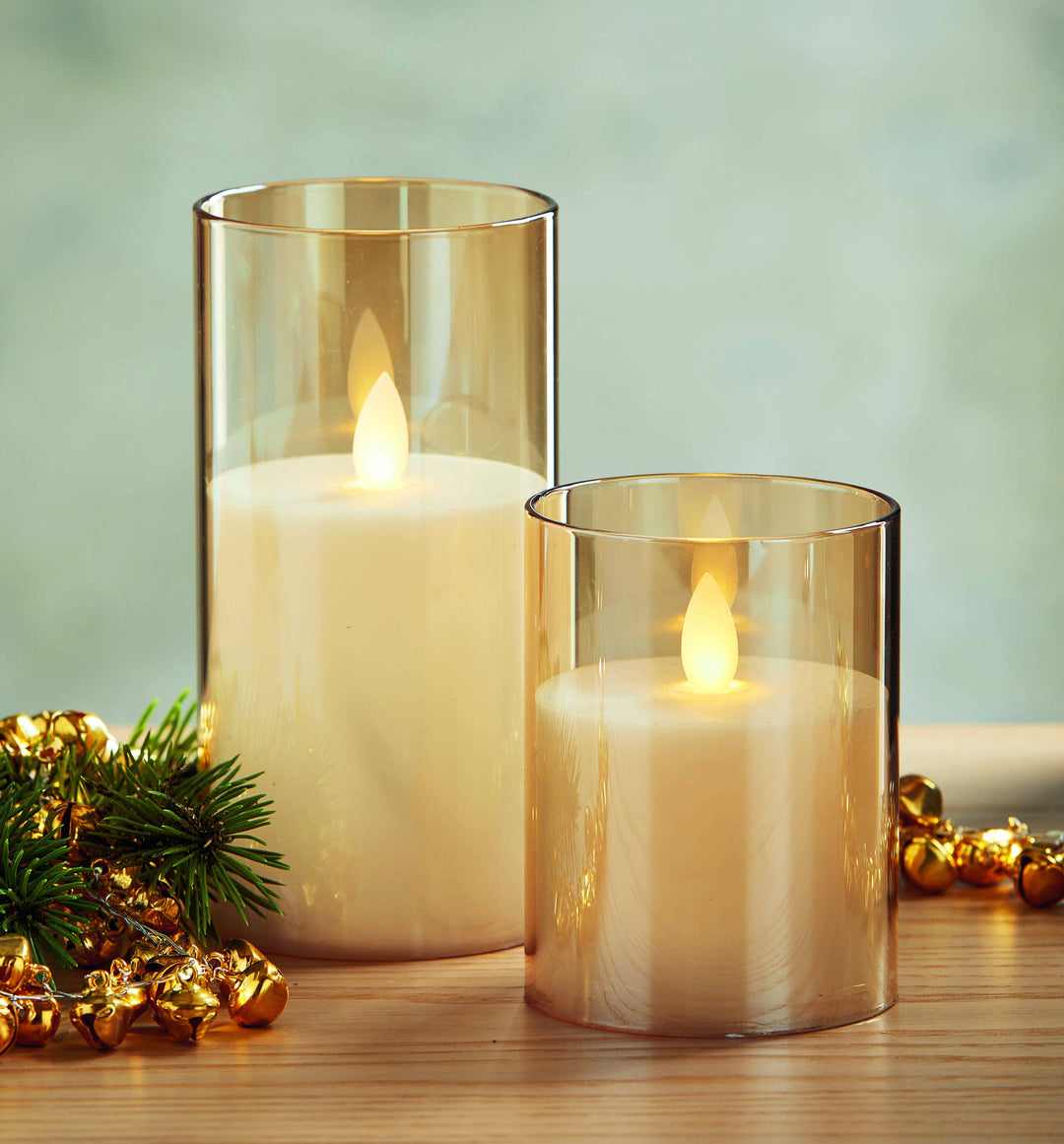Estella Led Glass Hurricane 3X6 Amber Everyday