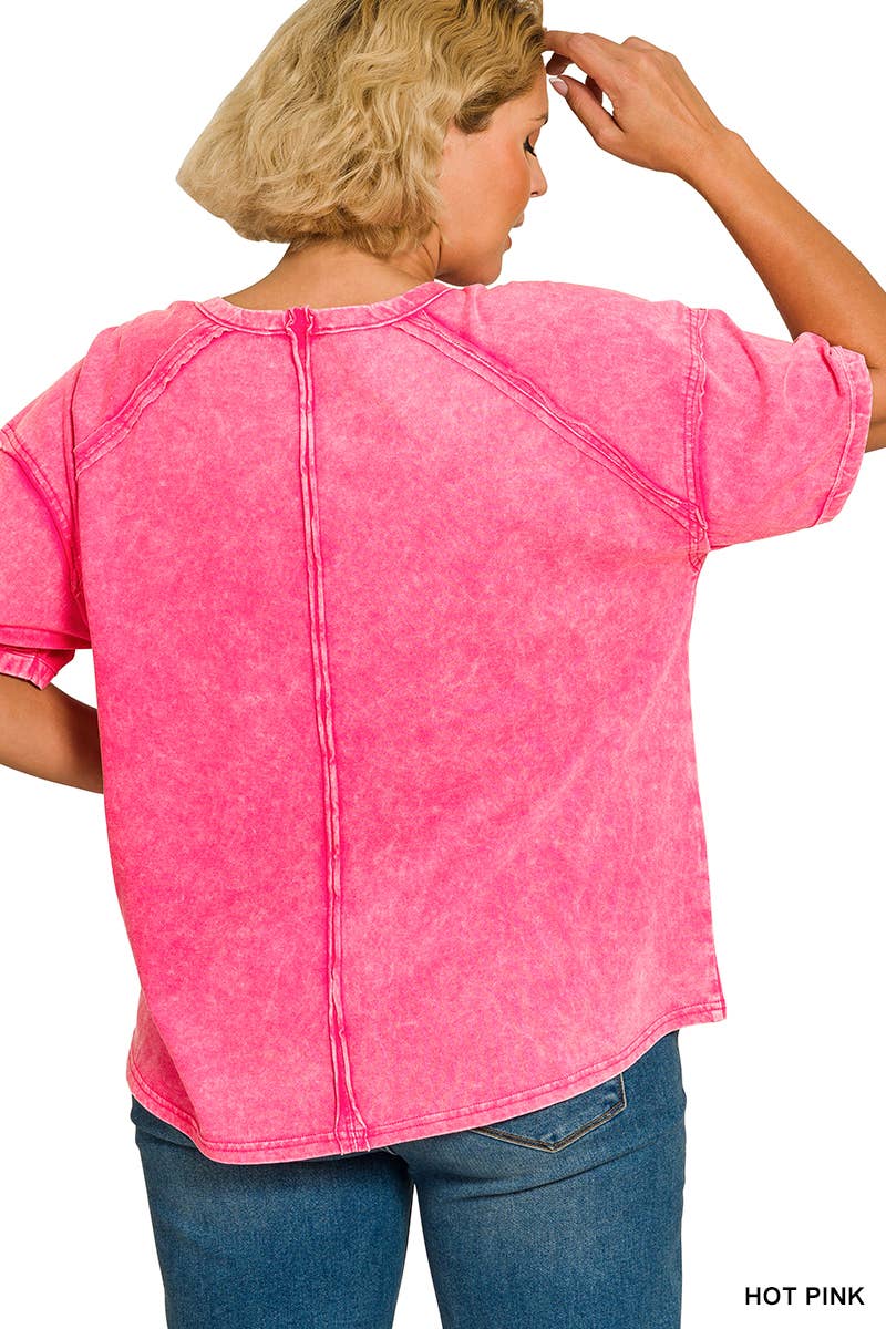 Plus Acid Washed Round Neck T-shirts
