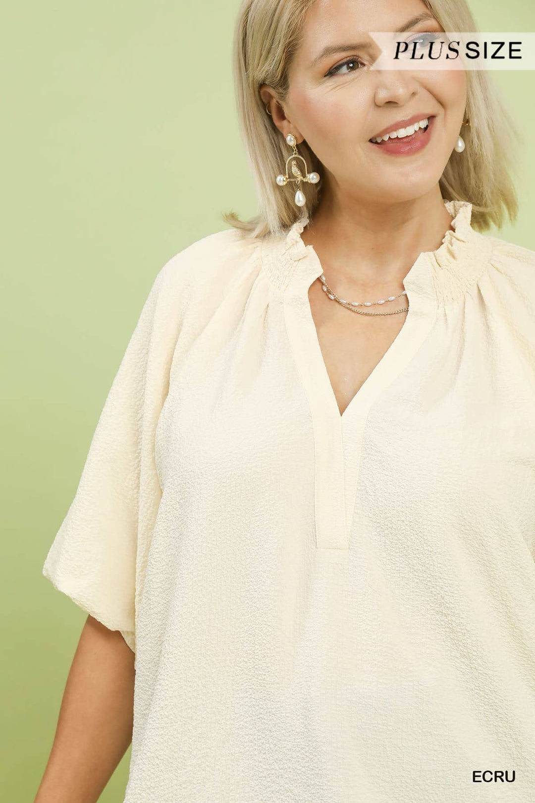 Plus Scalloped Hem Textured Blouse