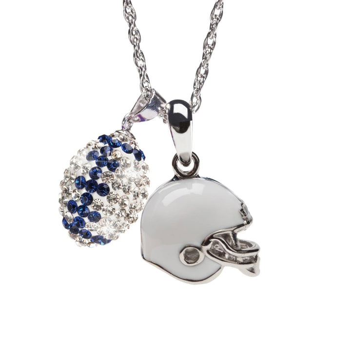 Penn State Helmet + Crystal Football Pendant Necklace