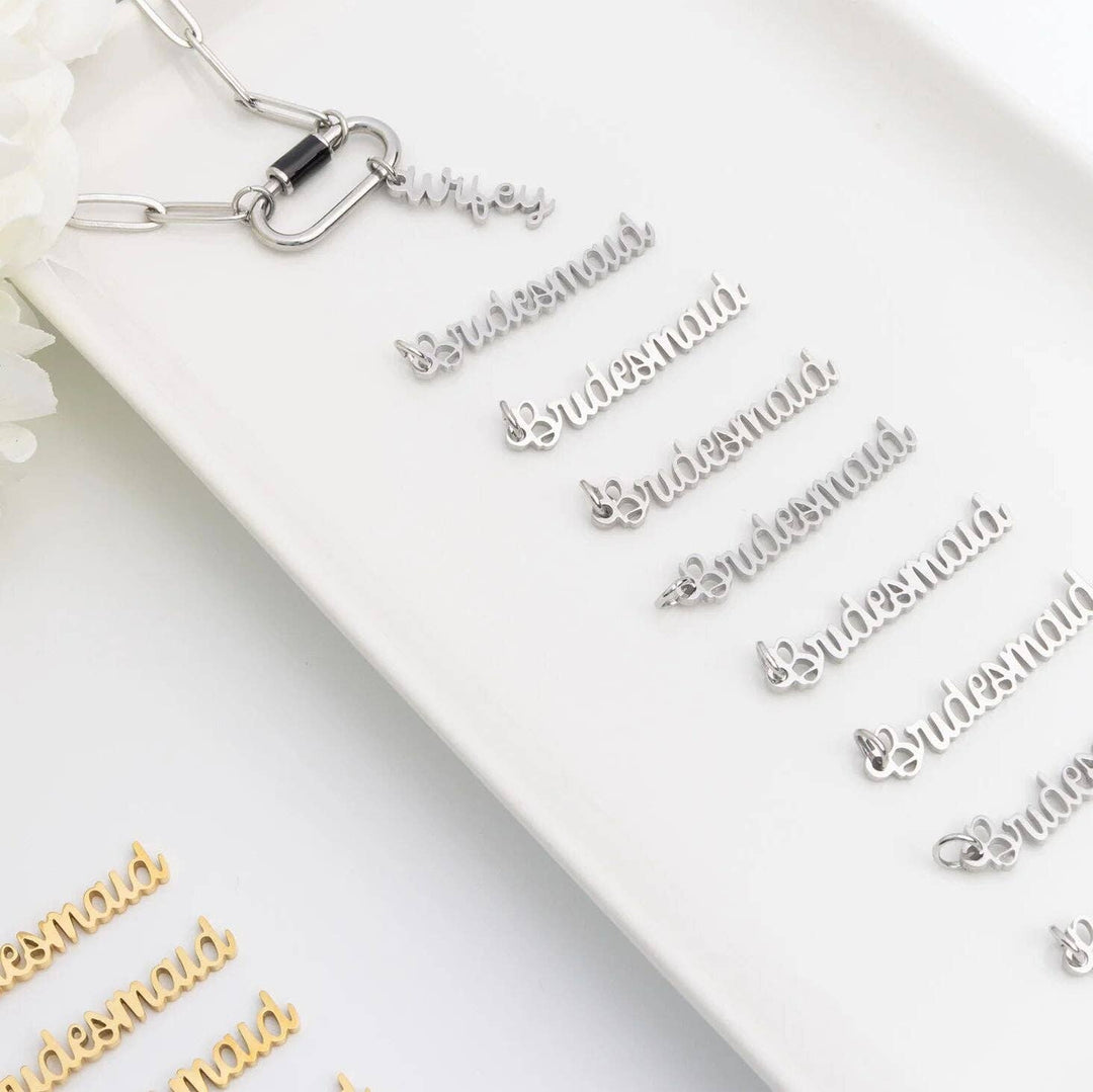 18K Gold PVD Stainless Steel Wifey or Bridesmaid Charms