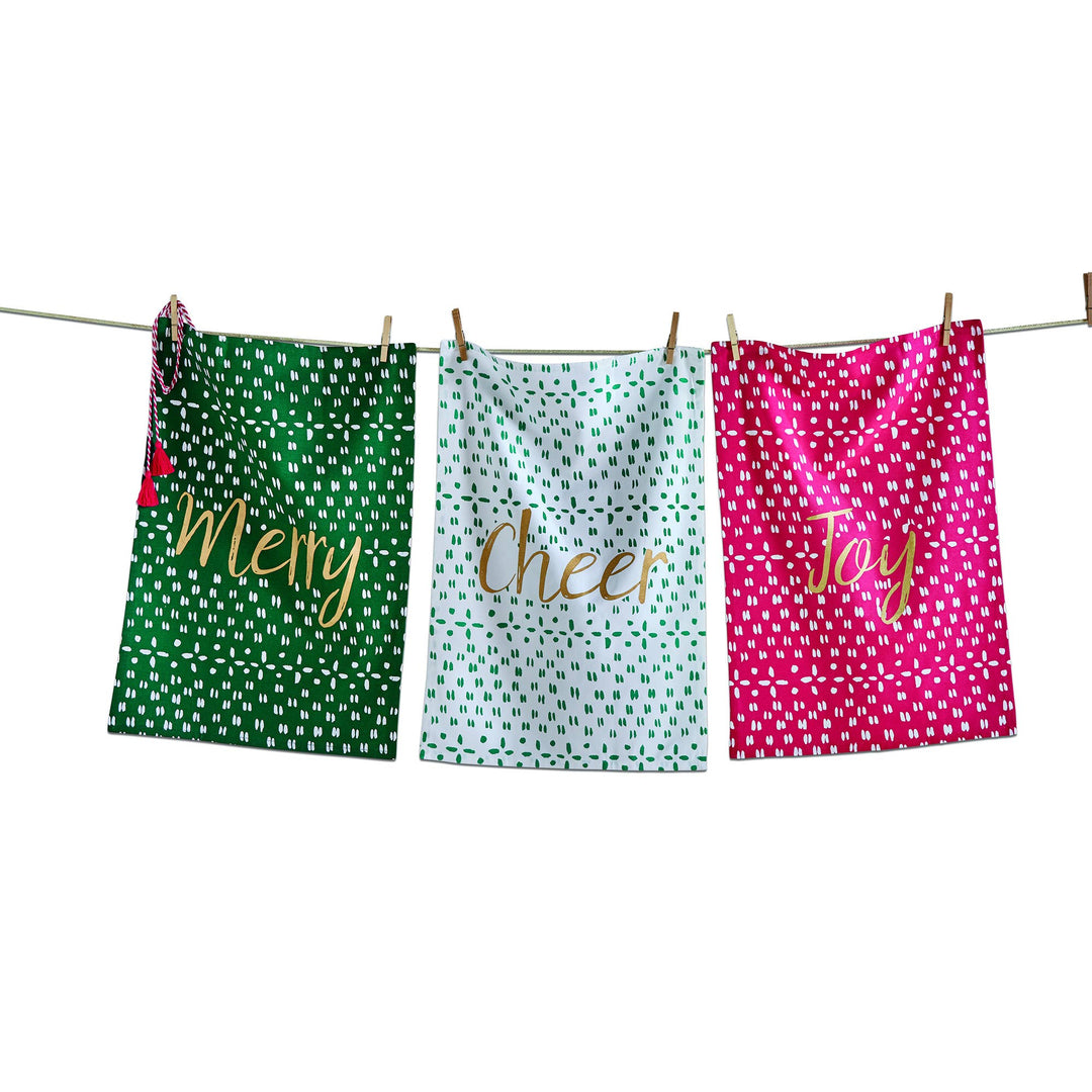 Joyful Dishtowel set/3 Multi Cotton Christmas