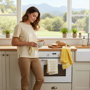Tag Classic Dishtowel Set/3 Yellow Cotton Everyday