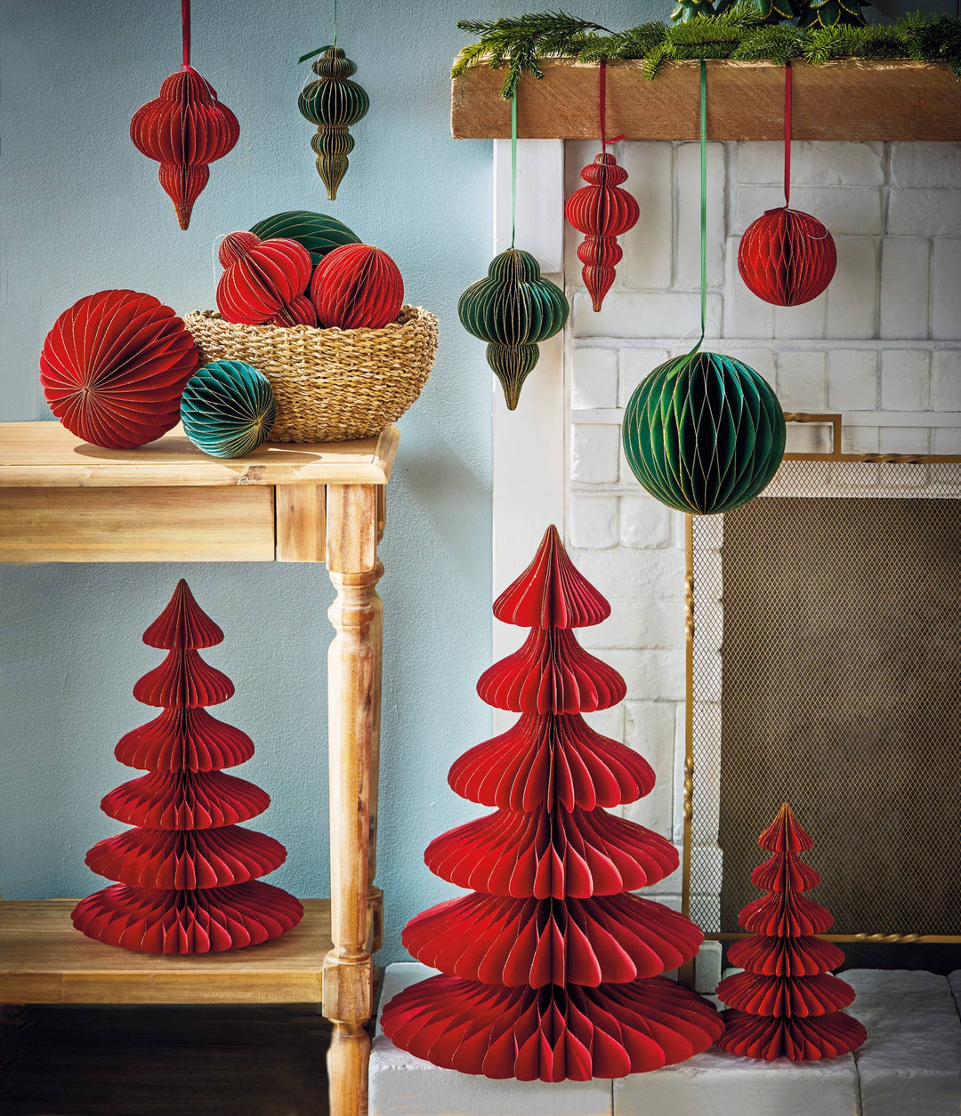 Glimmer Paper Ball Decor Small Red Paper Christmas