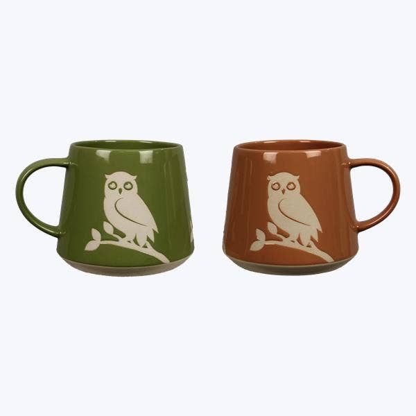 Stoneware Owl 20oz Mug Set, Microwave &amp; Dishwasher Safe