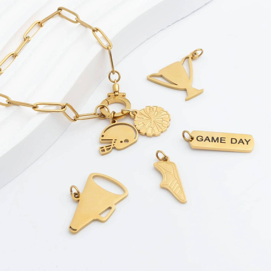 18K Gold PVD Stainless Steel Helmet Charm