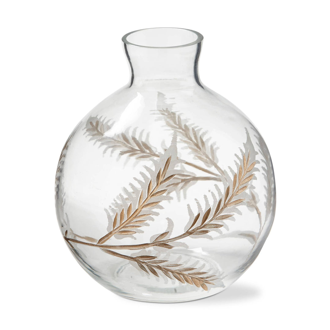 Botanical Etched Glass Vase Clear Christmas