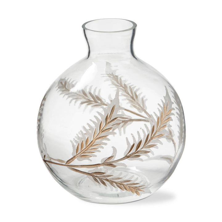 Botanical Etched Glass Vase Clear Christmas
