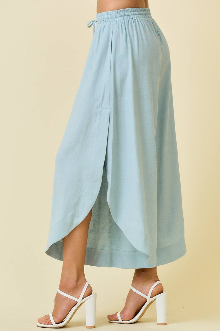 ROUNDED HEM AND SPLIT SIDES PANTS - 8876P