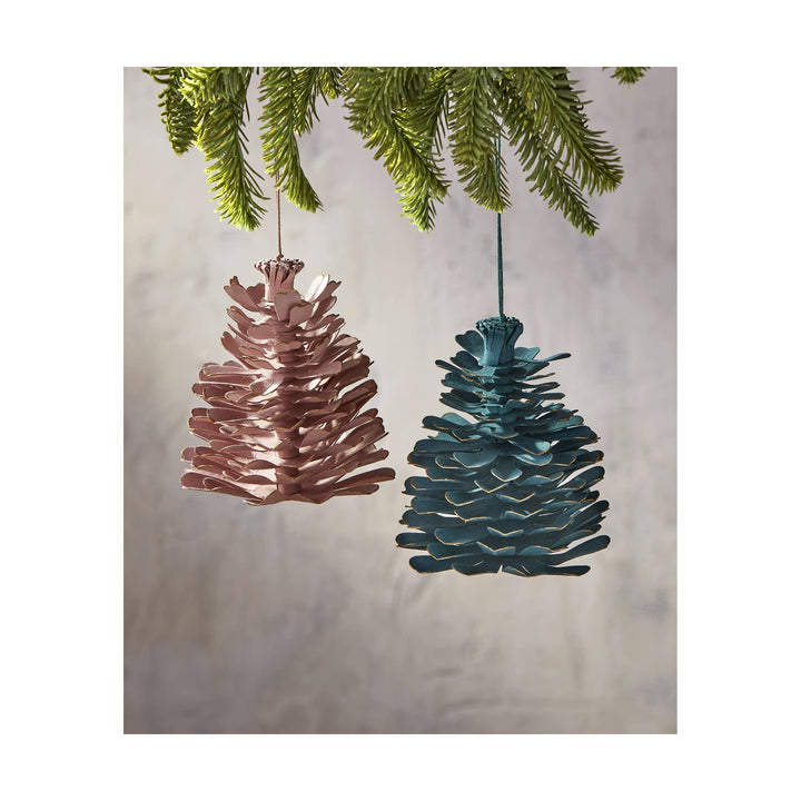 Paper Pinecone Decor Blue Cobalt Christmas