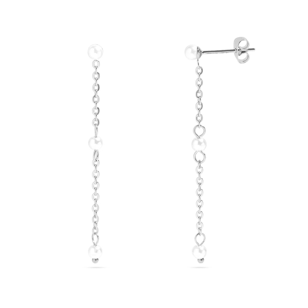 18K Gold PVD Stainless Steel Pearl Chain Dangle Earrings
