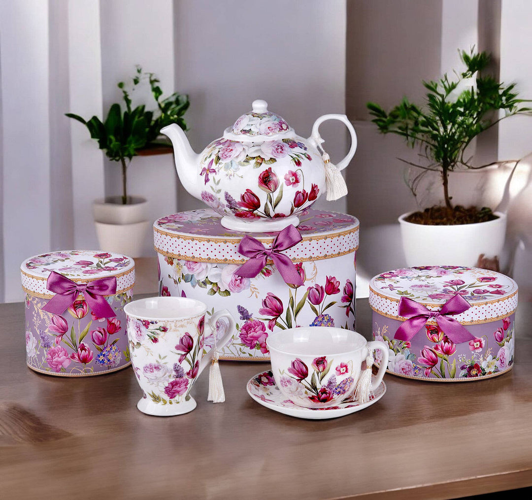 Tulips Porcelain Teapot in Gift Box
