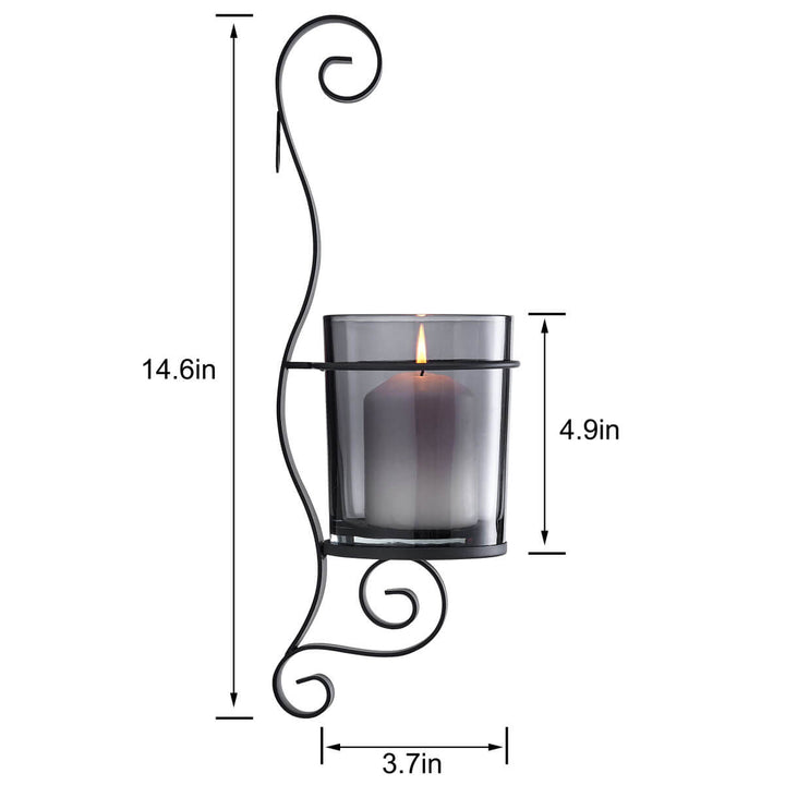 Vintage Black Wall Sconce Candle Holder Set