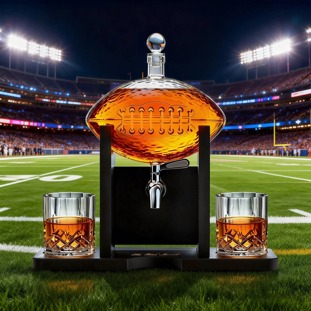 Football Decanter Set with 2 Whiskey &amp; Wine Glasses | 1400mL
