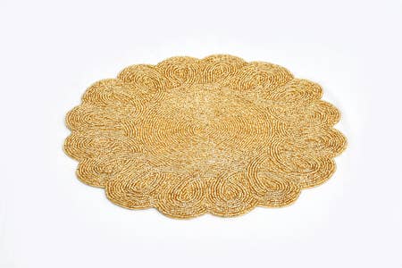 Beaded Gold Swirl Petal Placemat