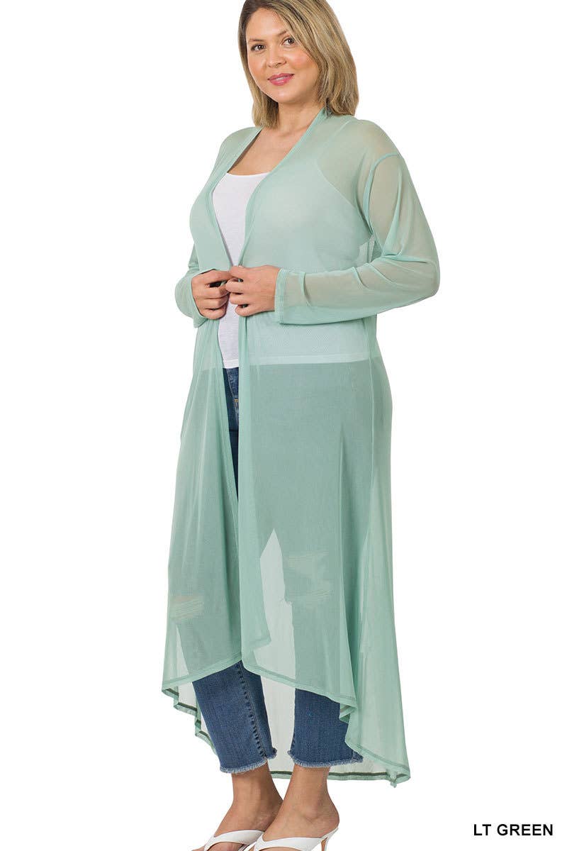 Plus Mesh Open Front Cardigan