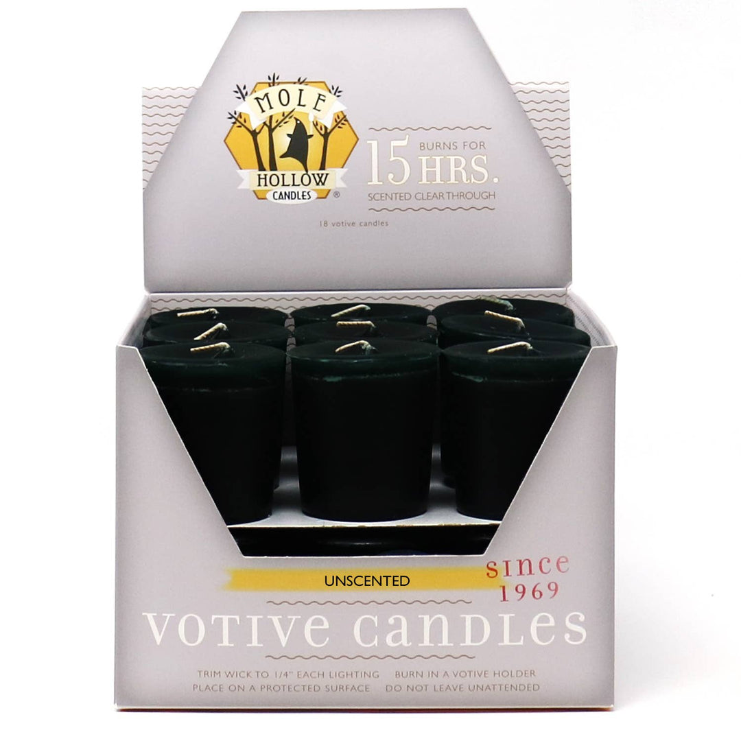 Solid Black Unscented Votive Candles, Made in USA