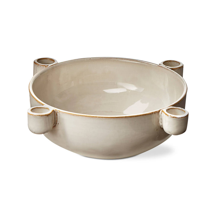 Candleholder Bowl White Stoneware Summer