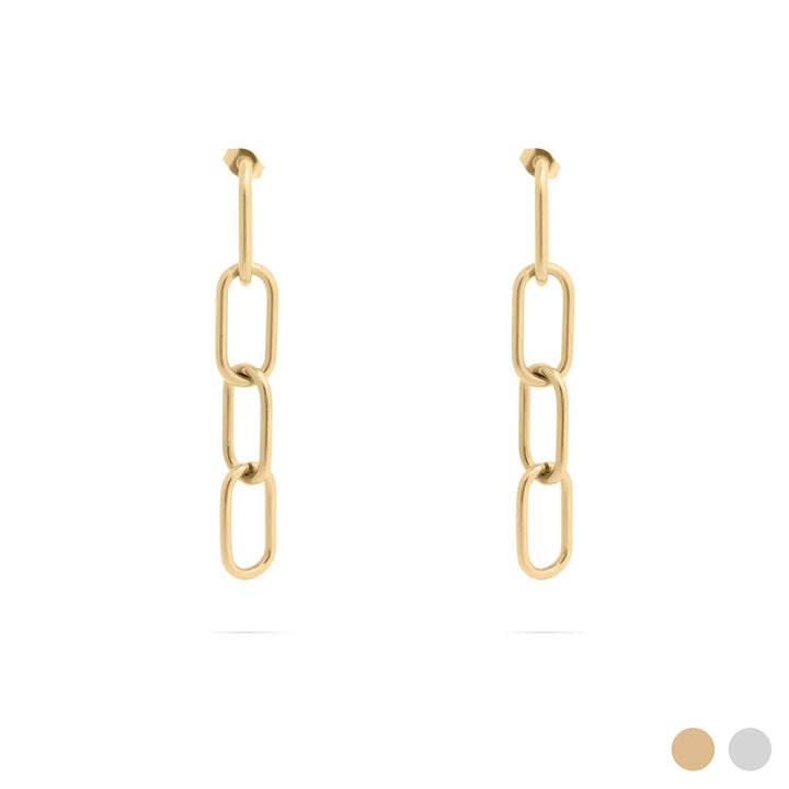 18K Gold PVD Stainless Steel Dangle Paperclip Stud Earrings