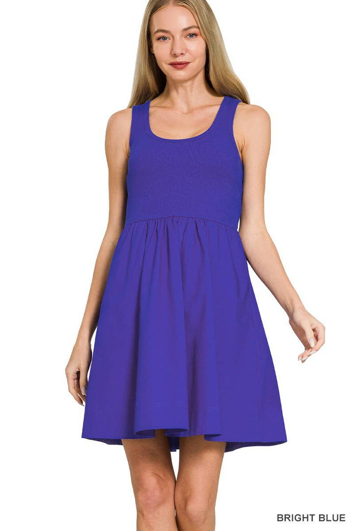 Combined Knit N Woven Midi Dress
