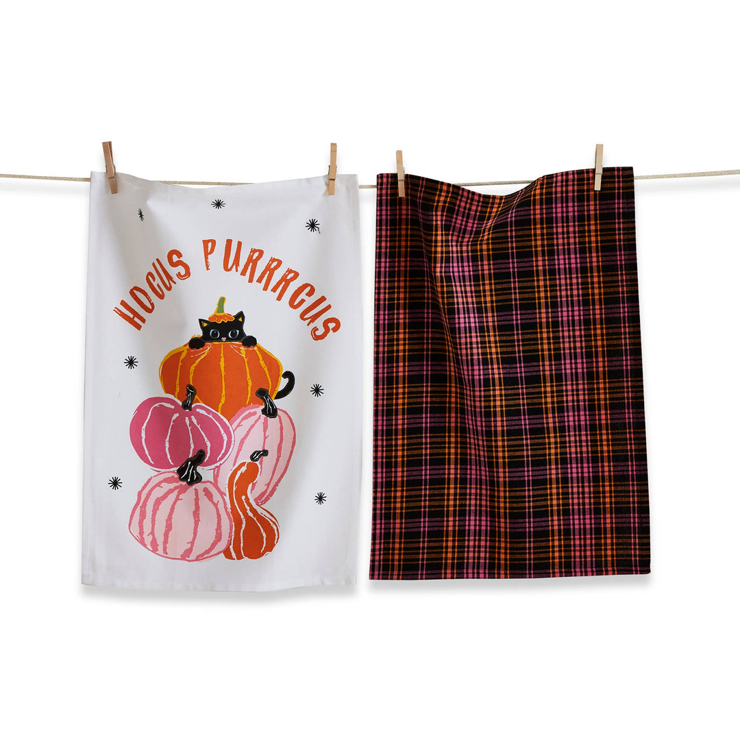Hocus Purrcus Cat Dt Set of 2 Multi Cotton Halloween
