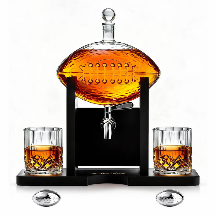 Football Decanter Set with 2 Whiskey &amp; Wine Glasses | 1400mL