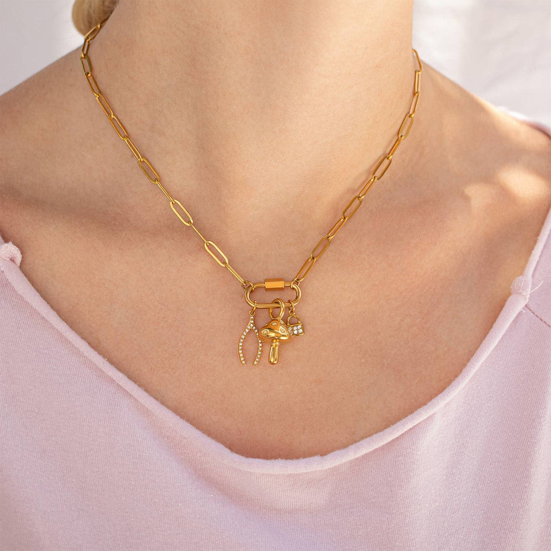 18K Gold PVD Stainless Steel Mushroom Charm