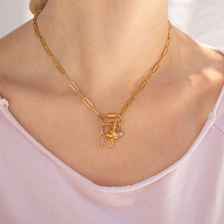 18K Gold PVD Stainless Steel Mushroom Charm
