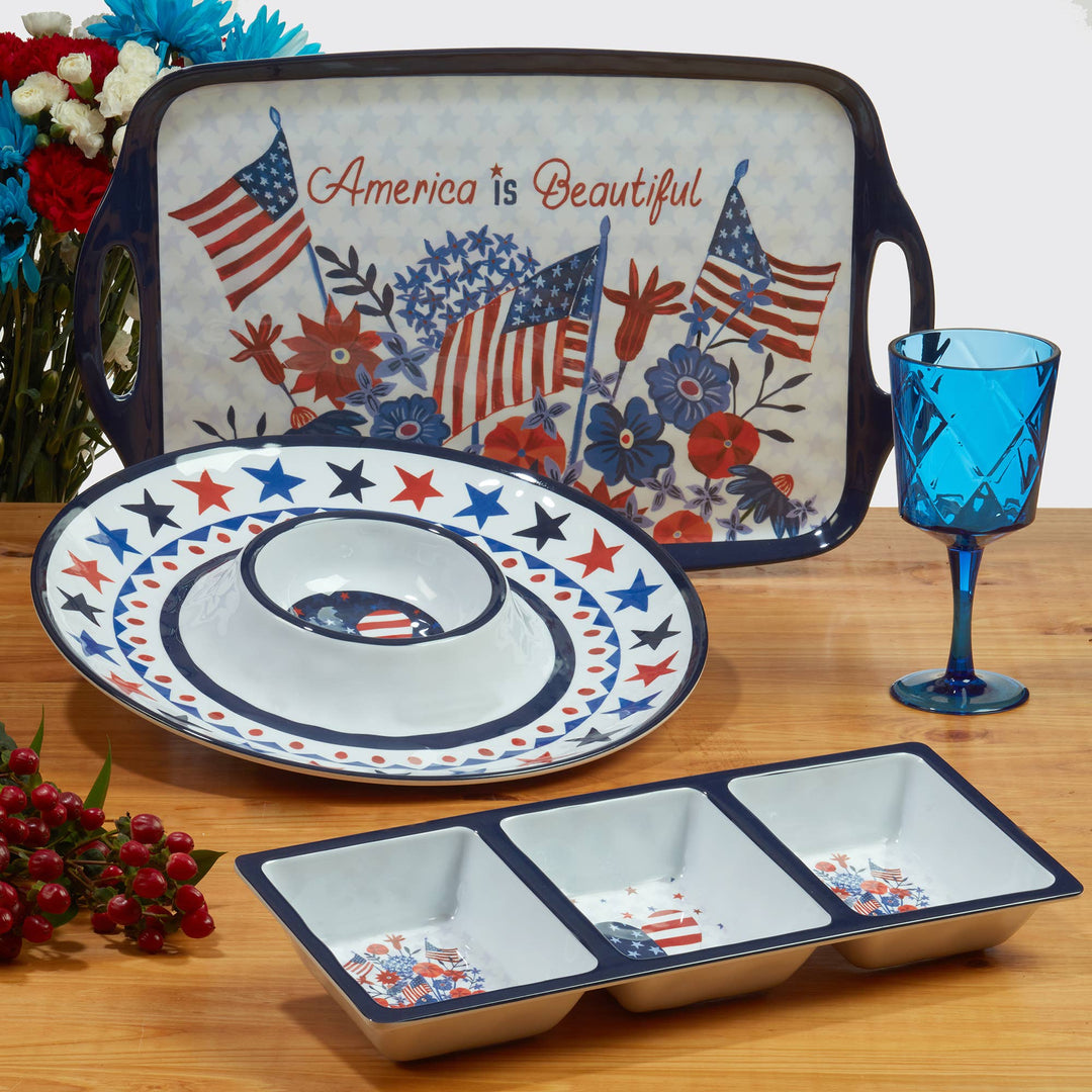 Stars &amp; Stripes Melamine Chip &amp; Dip 14.5in