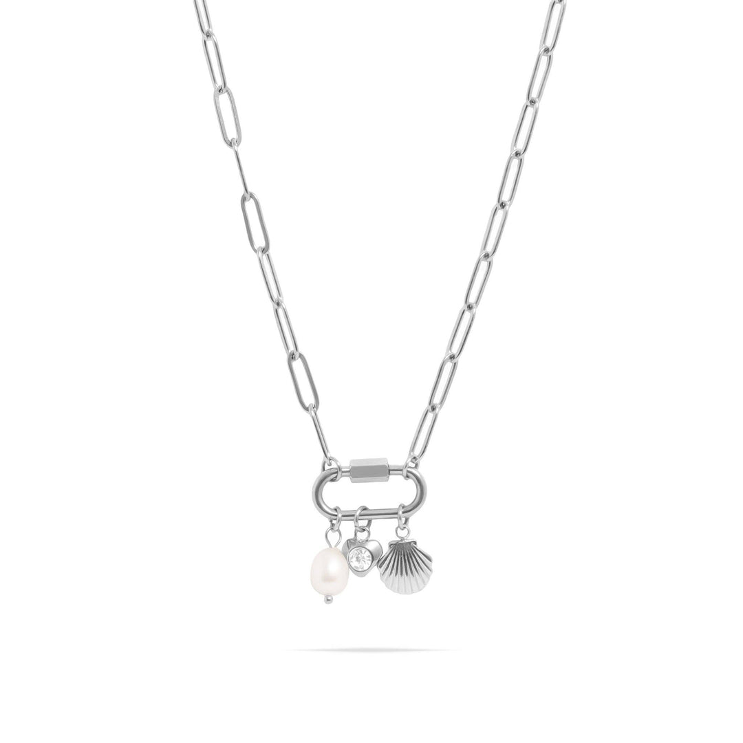 18K Gold PVD Stainless Steel Sea Shell Carabiner Necklace