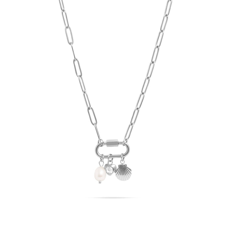 18K Gold PVD Stainless Steel Sea Shell Carabiner Necklace