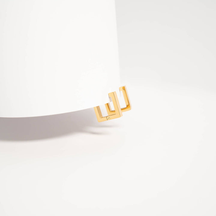18K Gold PVD Stainless Steel Square Huggie Earrings