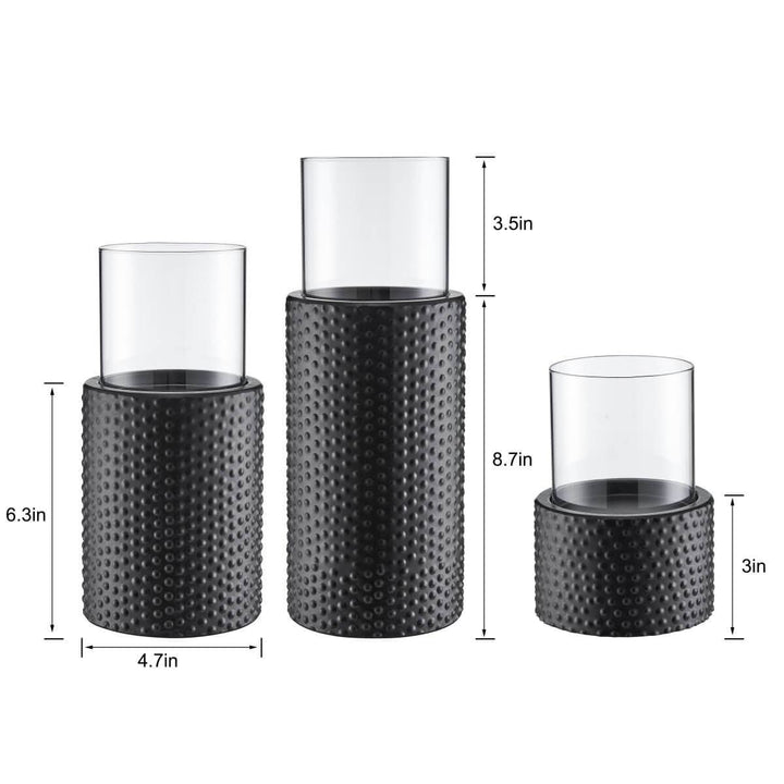Contemporary Candle Holder Set With Clear Glass Hurricanes