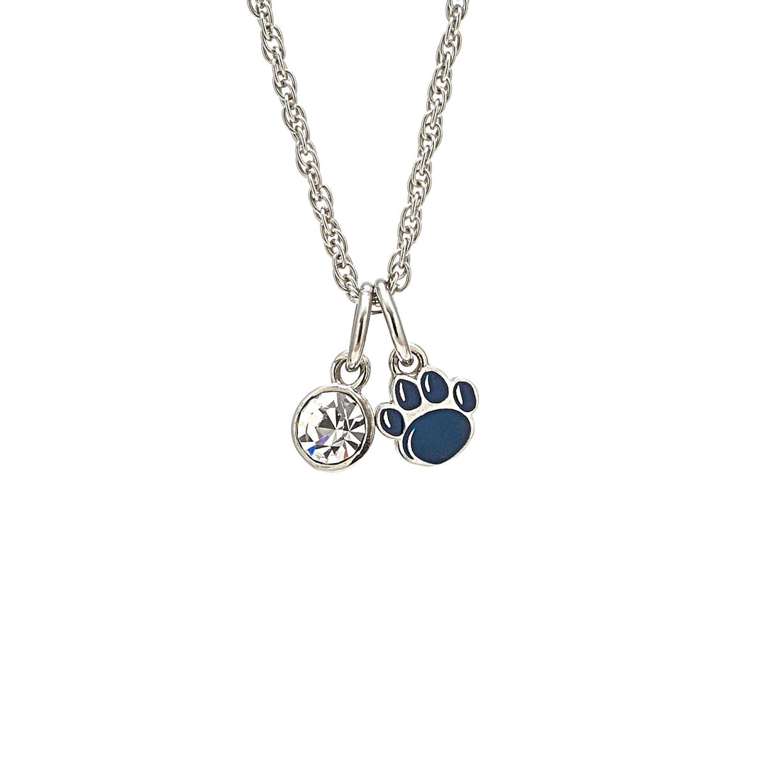 Penn State Navy Paw Crystal Necklace