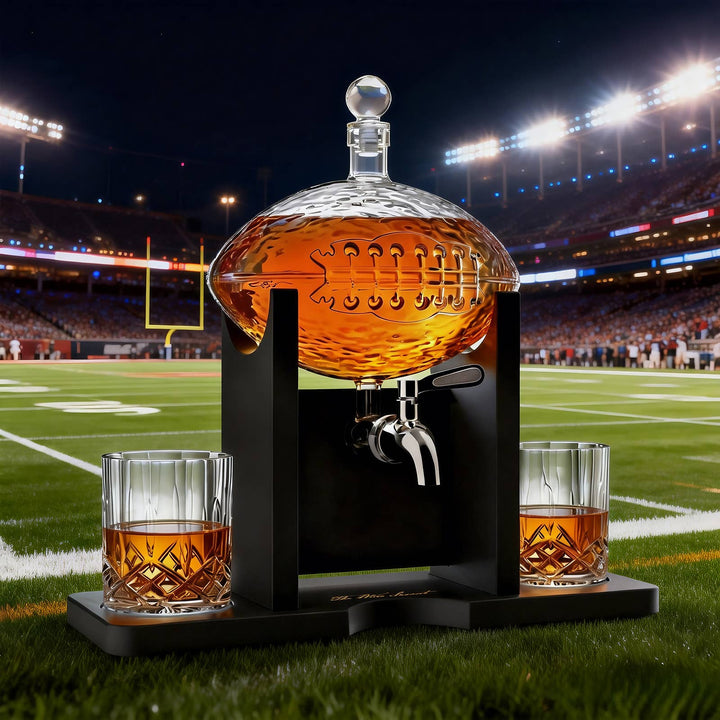 Football Decanter Set with 2 Whiskey &amp; Wine Glasses | 1400mL