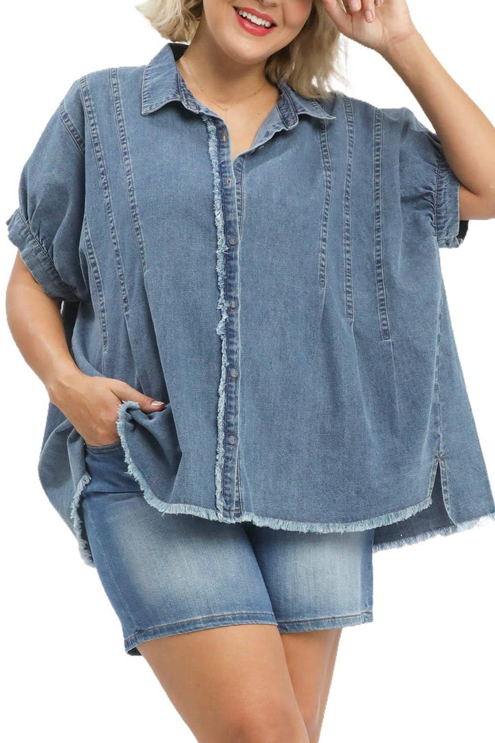 Plus Washed Denim Oversized Top