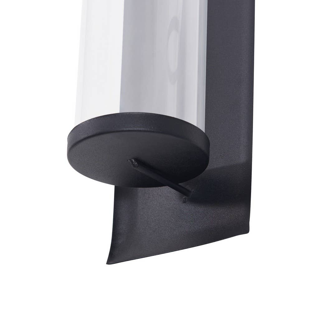 Metal Pillar Candle Sconces with Glass Inserts – Set of 2