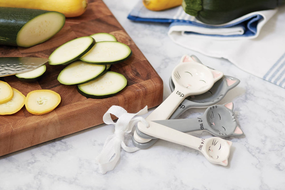 Fox Run Cute Little Kittens Ceramic Measuring Spoon,Set of 5