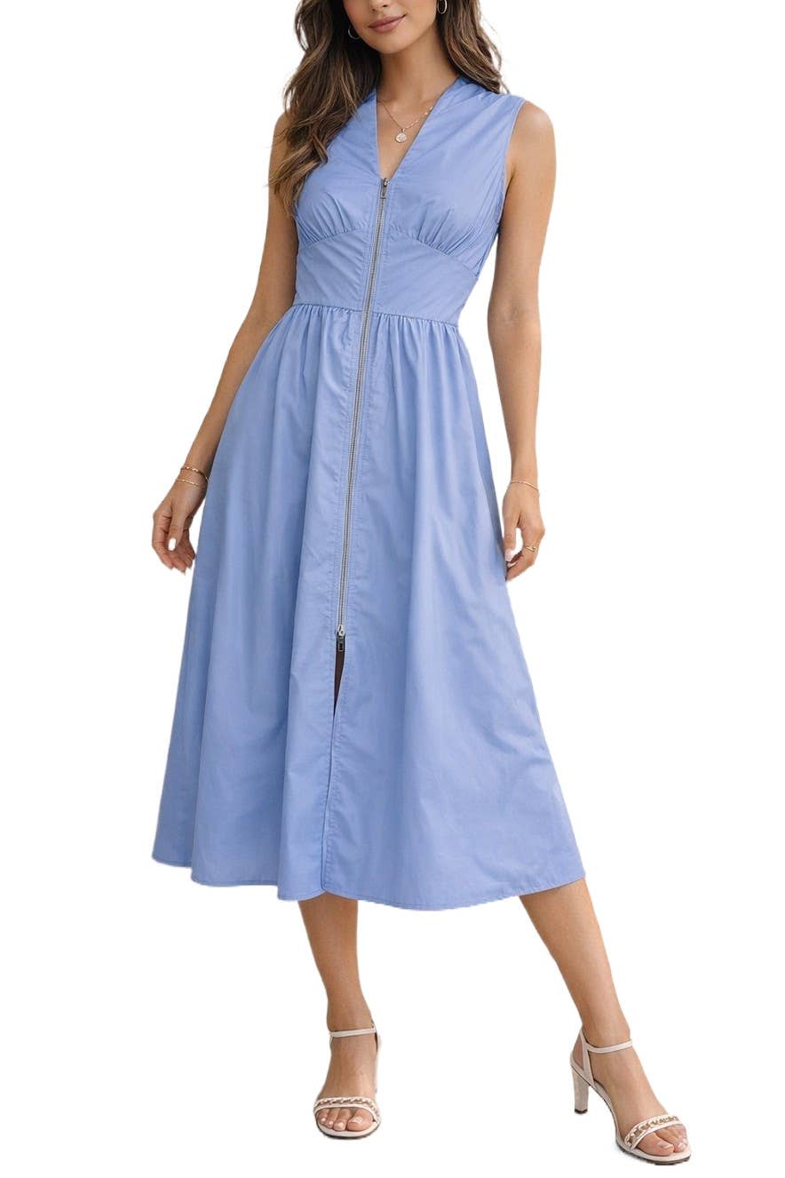 Zip Up Midi Dress