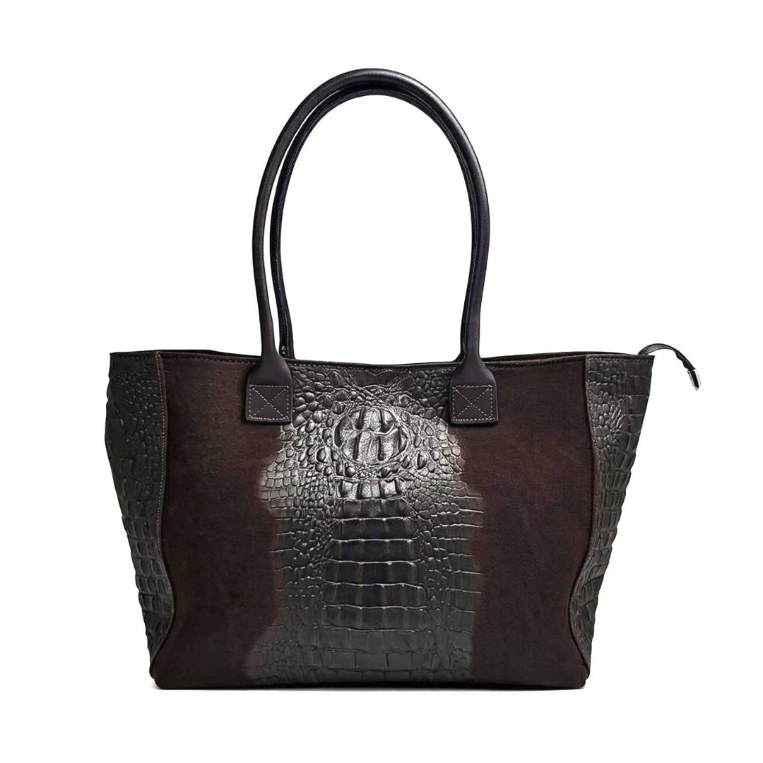 LOLA Croco Leather Bag – Brown – Made in Italy