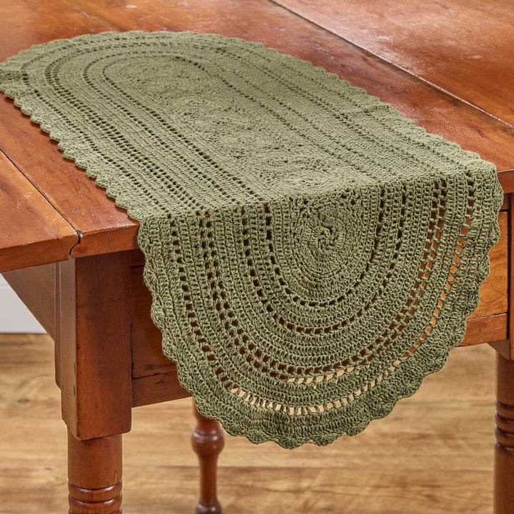 Addison Crochet Table Runner 36" L - Matcha Green